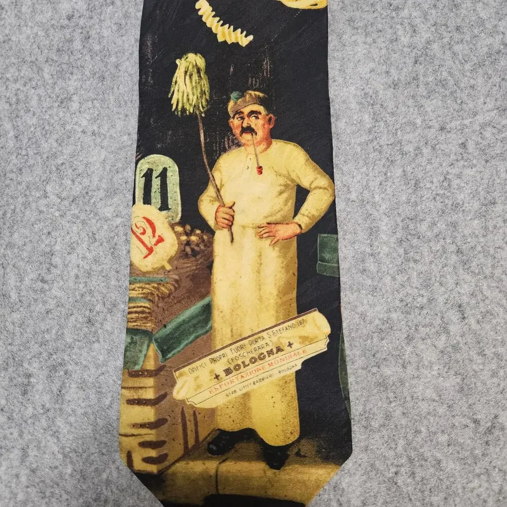 Vintage Museum Artifacts 100% Silk Tie – The Pasta Baker Italy 1885 –  4